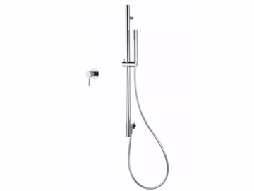 Round section sliding bar - Brass shower wallbar with hand shower by Tender rain - view 3